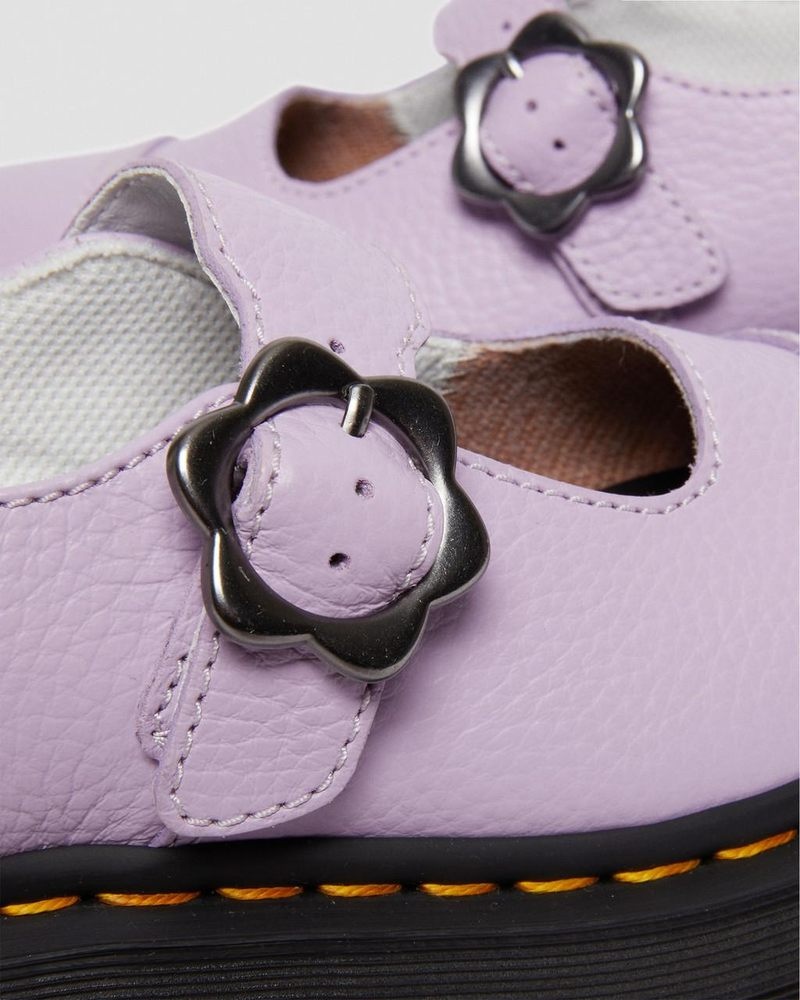 Zapatos de Plataforma Dr Martens Addina Flower Hebilla Cuero Plataforma Shoes (Milled Nappa) Lilac | RU69-Q7VU