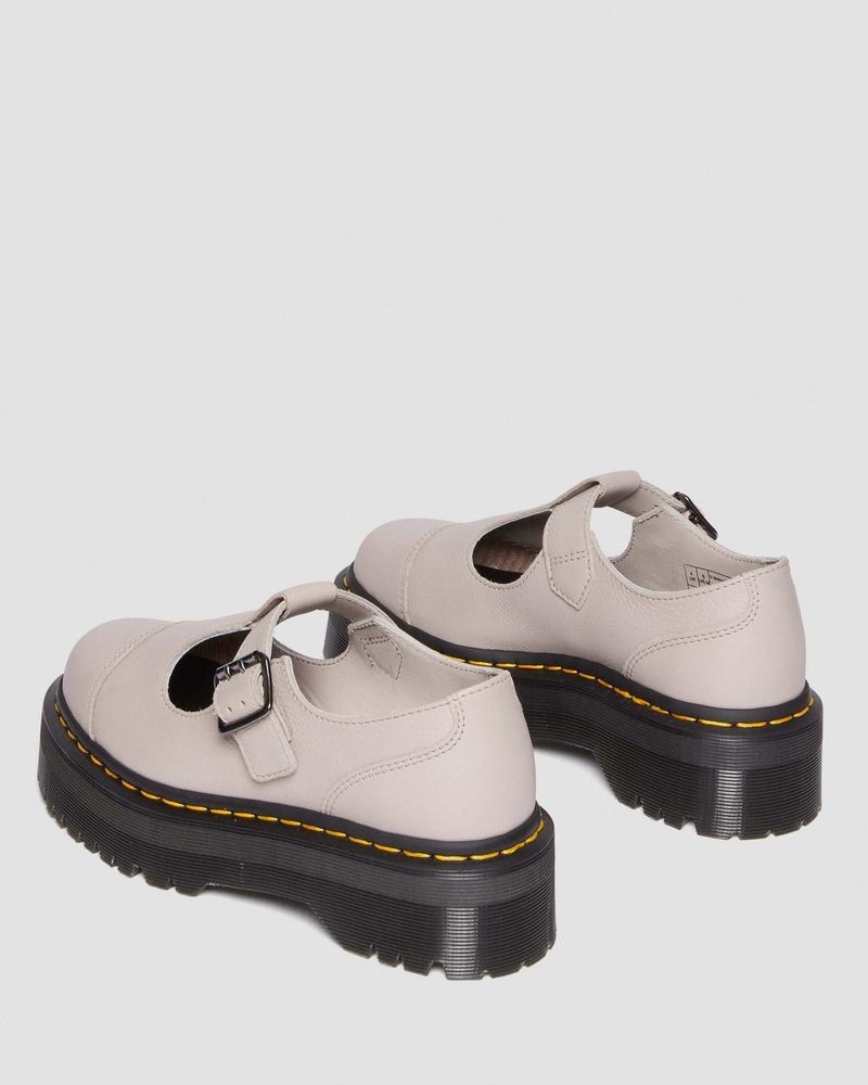 Zapatos de Plataforma Dr Martens Bethan Pisa Cuero Plataforma Mary Jane Shoes (Pisa) Vintage Taupe | YZ43-K2EB