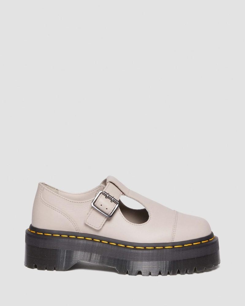 Zapatos de Plataforma Dr Martens Bethan Pisa Cuero Plataforma Mary Jane Shoes (Pisa) Vintage Taupe | YZ43-K2EB