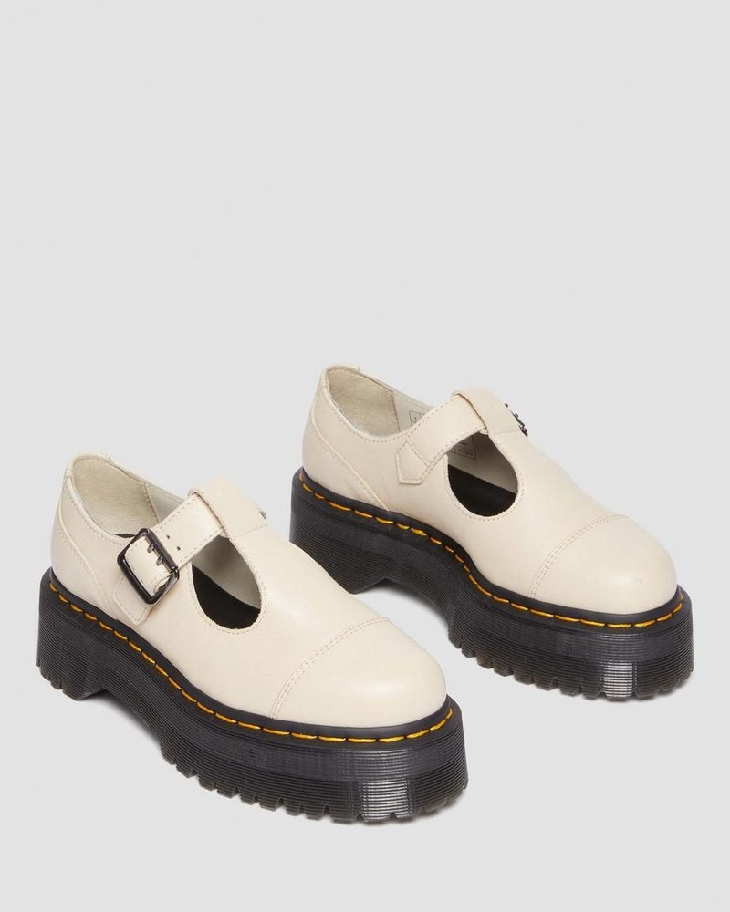 Zapatos de Plataforma Dr Martens Bethan Pisa Cuero Plataforma Mary Jane Shoes (Pisa) Beige | FL10-G3PG