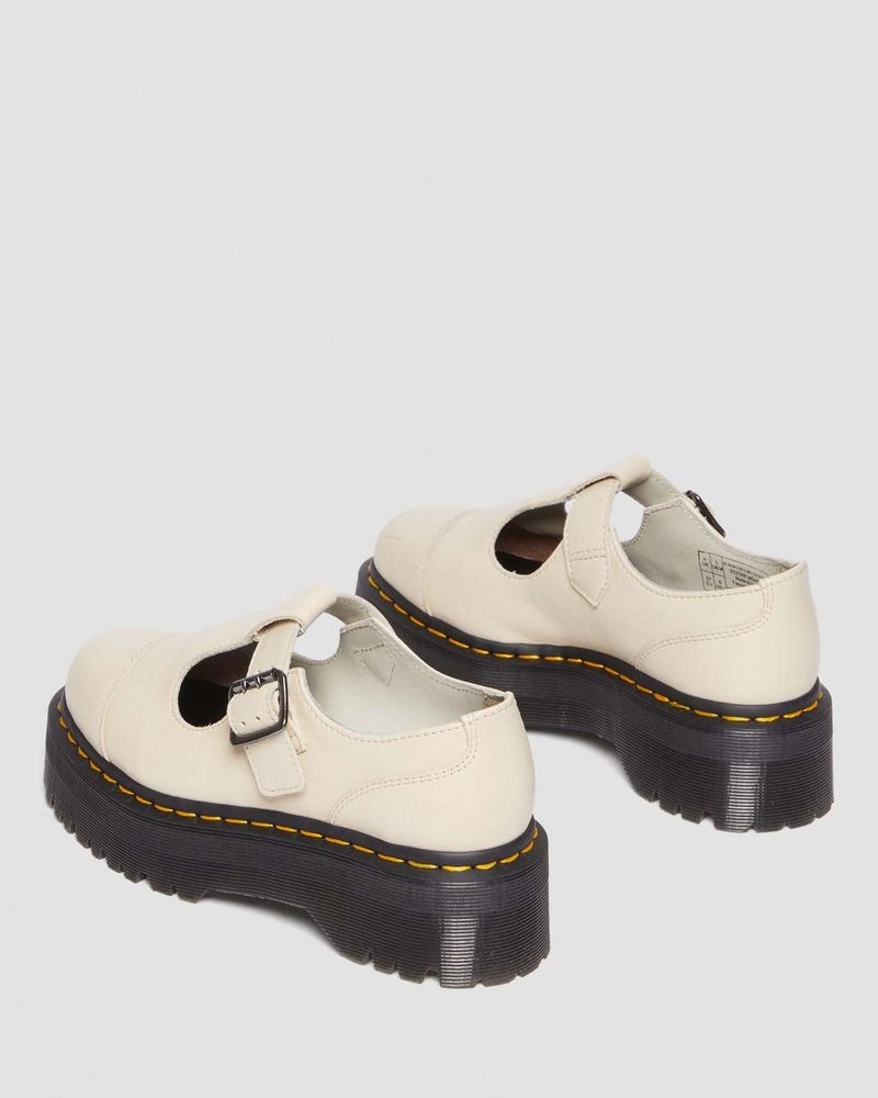 Zapatos de Plataforma Dr Martens Bethan Pisa Cuero Plataforma Mary Jane Shoes (Pisa) Beige | FL10-G3PG