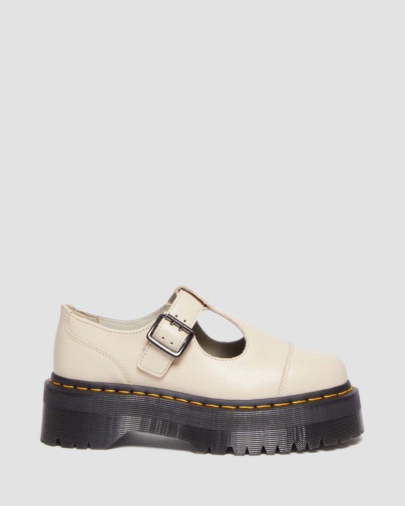 Zapatos de Plataforma Dr Martens Bethan Pisa Cuero Plataforma Mary Jane Shoes (Pisa) Beige | FL10-G3PG