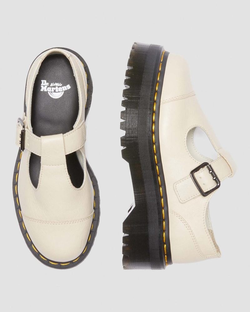 Zapatos de Plataforma Dr Martens Bethan Pisa Cuero Plataforma Mary Jane Shoes (Pisa) Beige | FL10-G3PG