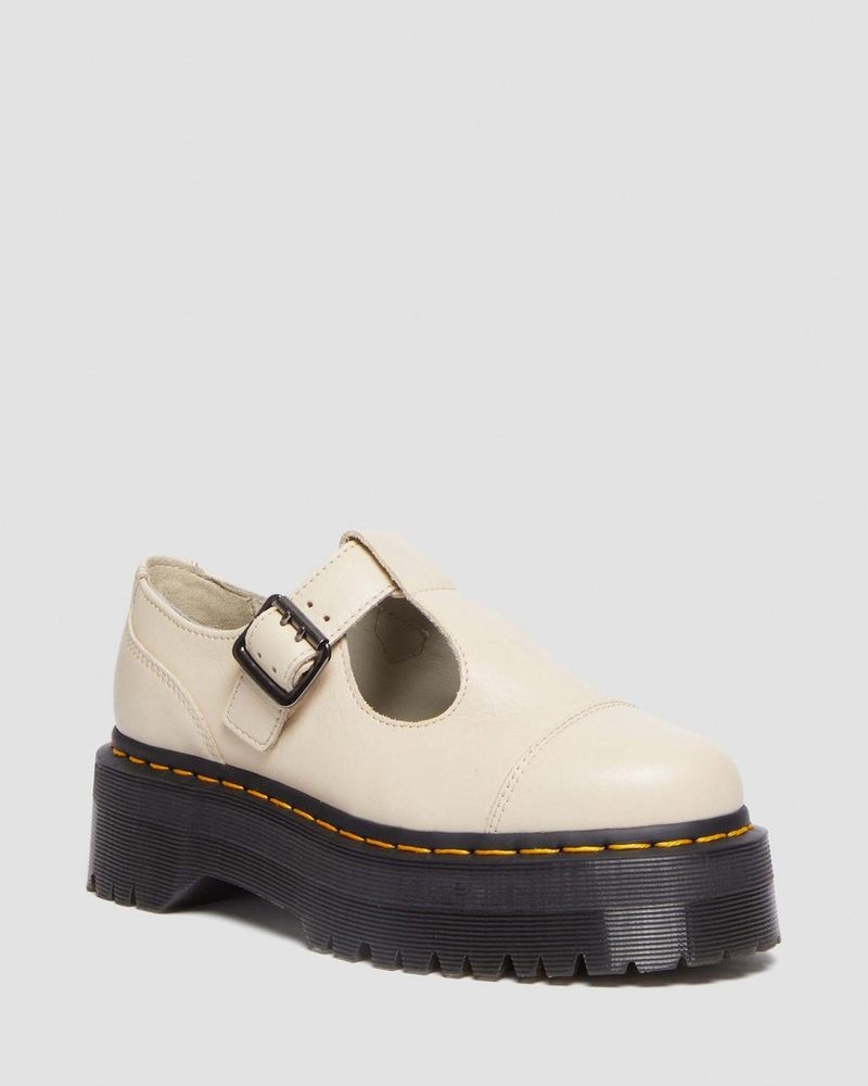 Zapatos de Plataforma Dr Martens Bethan Pisa Cuero Plataforma Mary Jane Shoes (Pisa) Beige | FL10-G3PG