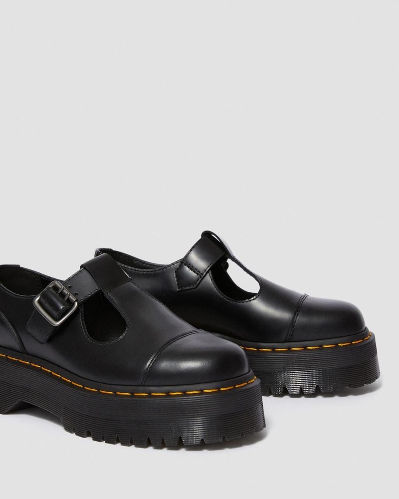 Zapatos de Plataforma Dr Martens Bethan Polished Smooth Cuero Plataforma Shoes (Polished Smooth) Negras | XP80-B9XI