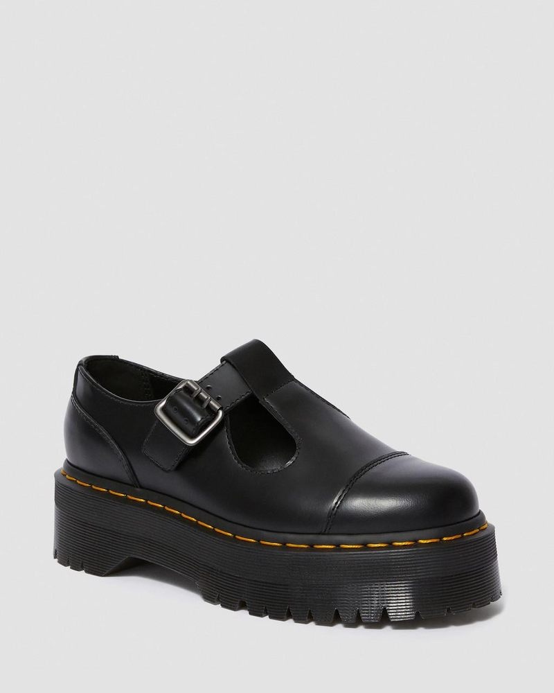 Zapatos de Plataforma Dr Martens Bethan Polished Smooth Cuero Plataforma Shoes (Polished Smooth) Negras | XP80-B9XI