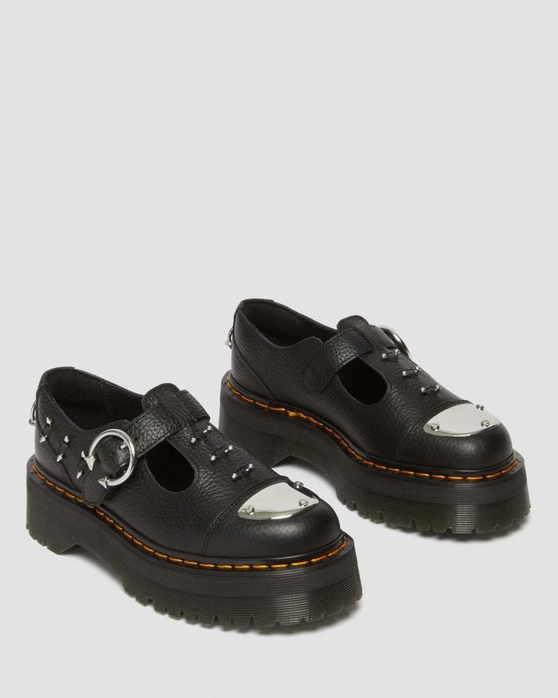 Zapatos de Plataforma Dr Martens Bethan Piercing Cuero Plataforma Mary Jane Shoes (Milled Nappa) Negras | WW93-A6EX