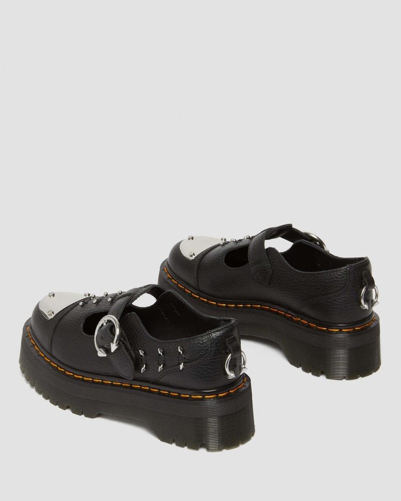 Zapatos de Plataforma Dr Martens Bethan Piercing Cuero Plataforma Mary Jane Shoes (Milled Nappa) Negras | WW93-A6EX