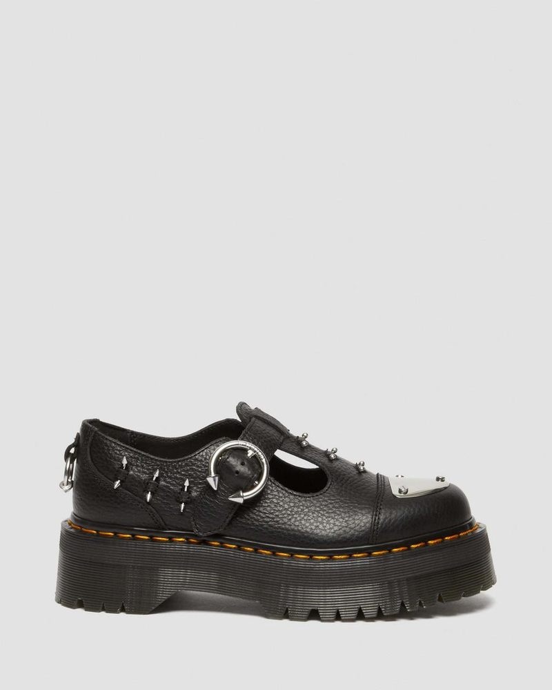 Zapatos de Plataforma Dr Martens Bethan Piercing Cuero Plataforma Mary Jane Shoes (Milled Nappa) Negras | WW93-A6EX