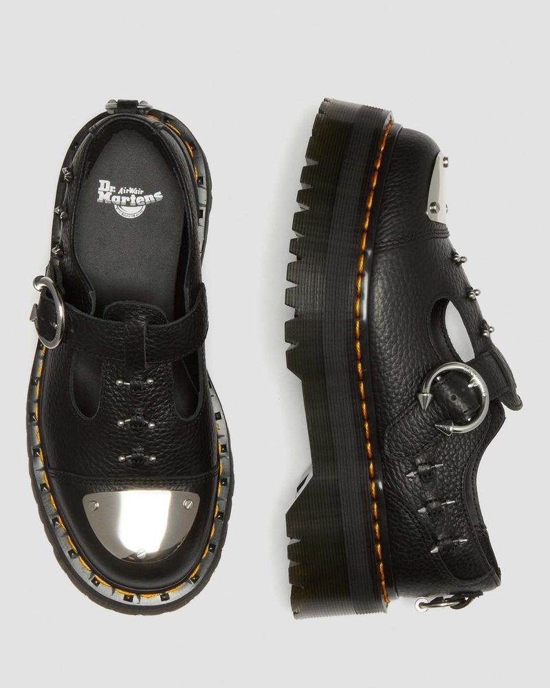 Zapatos de Plataforma Dr Martens Bethan Piercing Cuero Plataforma Mary Jane Shoes (Milled Nappa) Negras | WW93-A6EX