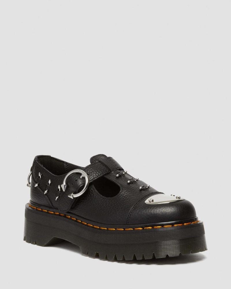 Zapatos de Plataforma Dr Martens Bethan Piercing Cuero Plataforma Mary Jane Shoes (Milled Nappa) Negras | WW93-A6EX