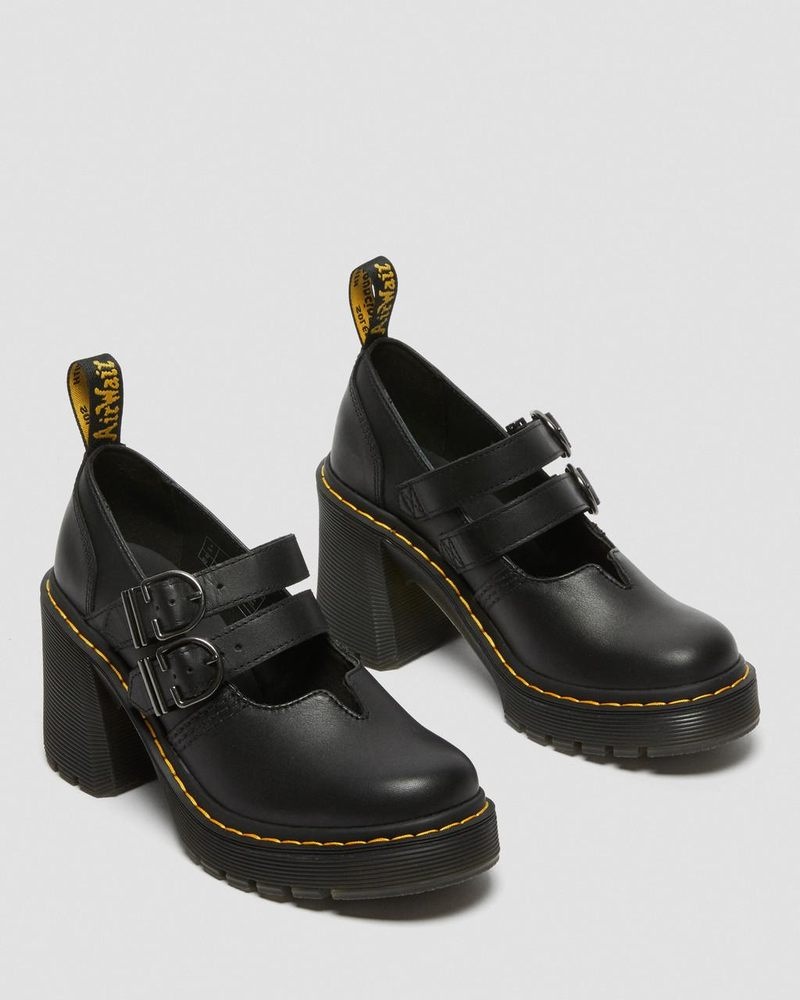 Zapatos de Plataforma Dr Martens Eviee Sendal Cuero Tacón Shoes (Sendal) Negras | IN82-L6TG