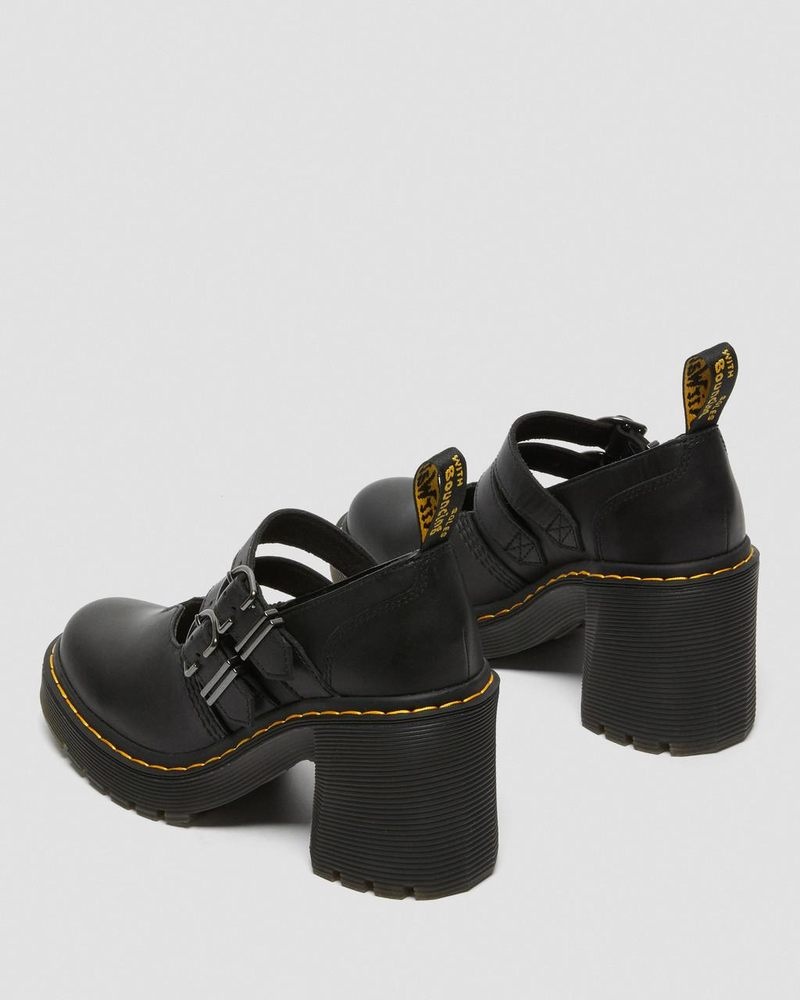 Zapatos de Plataforma Dr Martens Eviee Sendal Cuero Tacón Shoes (Sendal) Negras | IN82-L6TG