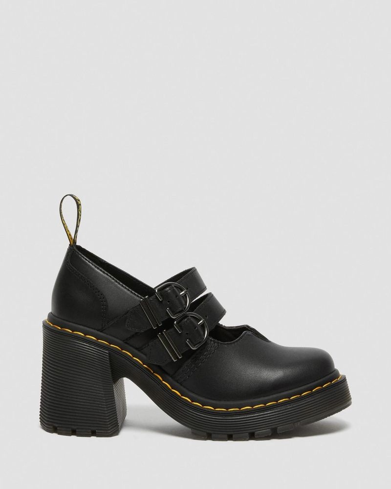 Zapatos de Plataforma Dr Martens Eviee Sendal Cuero Tacón Shoes (Sendal) Negras | IN82-L6TG