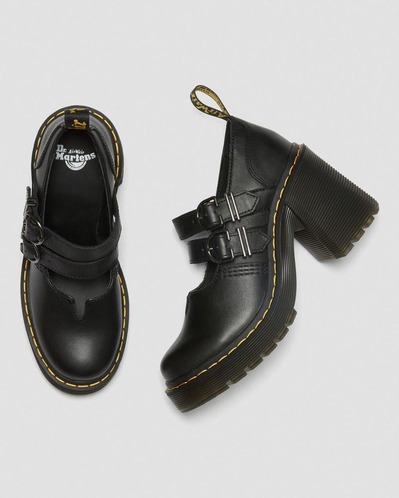 Zapatos de Plataforma Dr Martens Eviee Sendal Cuero Tacón Shoes (Sendal) Negras | IN82-L6TG