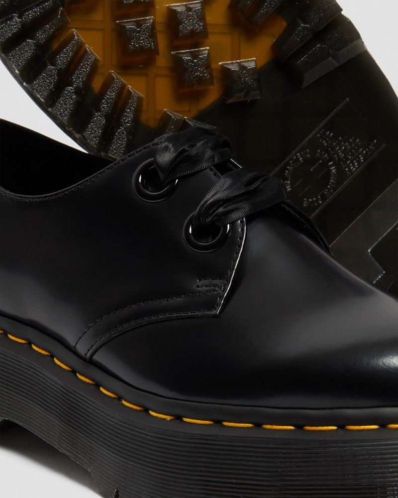 Zapatos de Plataforma Dr Martens Holly - Cuero Plataforma Shoes (Buttero) Negras | LT22-E4JD