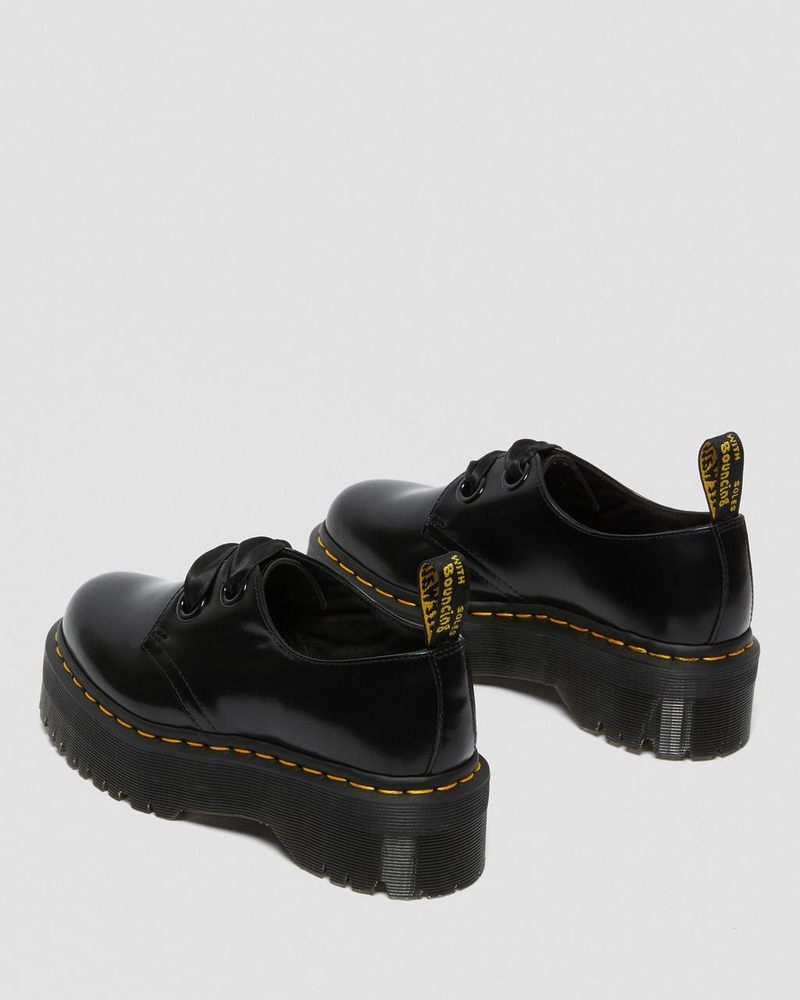 Zapatos de Plataforma Dr Martens Holly - Cuero Plataforma Shoes (Buttero) Negras | LT22-E4JD