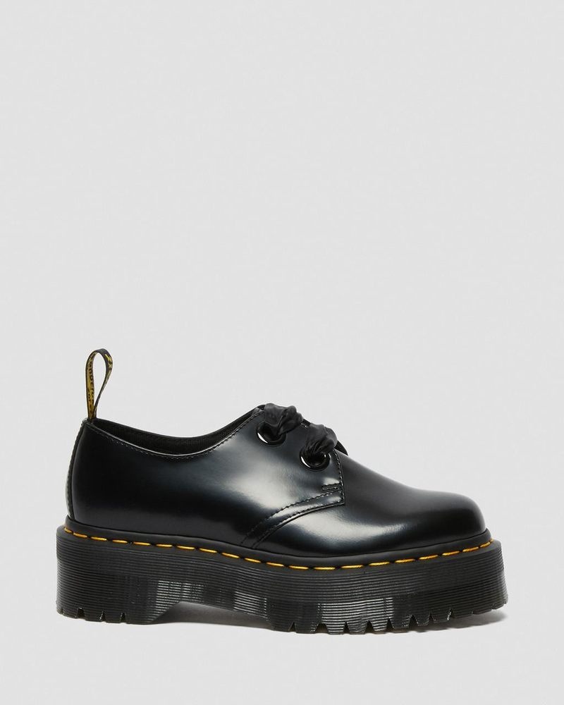 Zapatos de Plataforma Dr Martens Holly - Cuero Plataforma Shoes (Buttero) Negras | LT22-E4JD