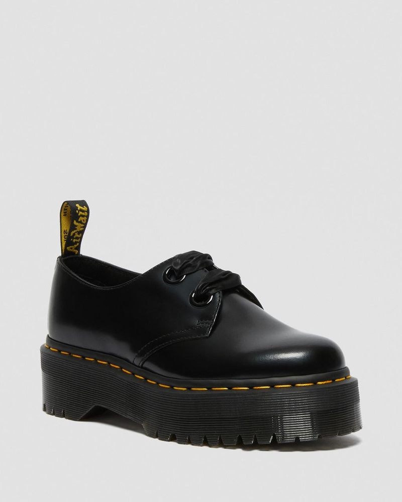 Zapatos de Plataforma Dr Martens Holly - Cuero Plataforma Shoes (Buttero) Negras | LT22-E4JD