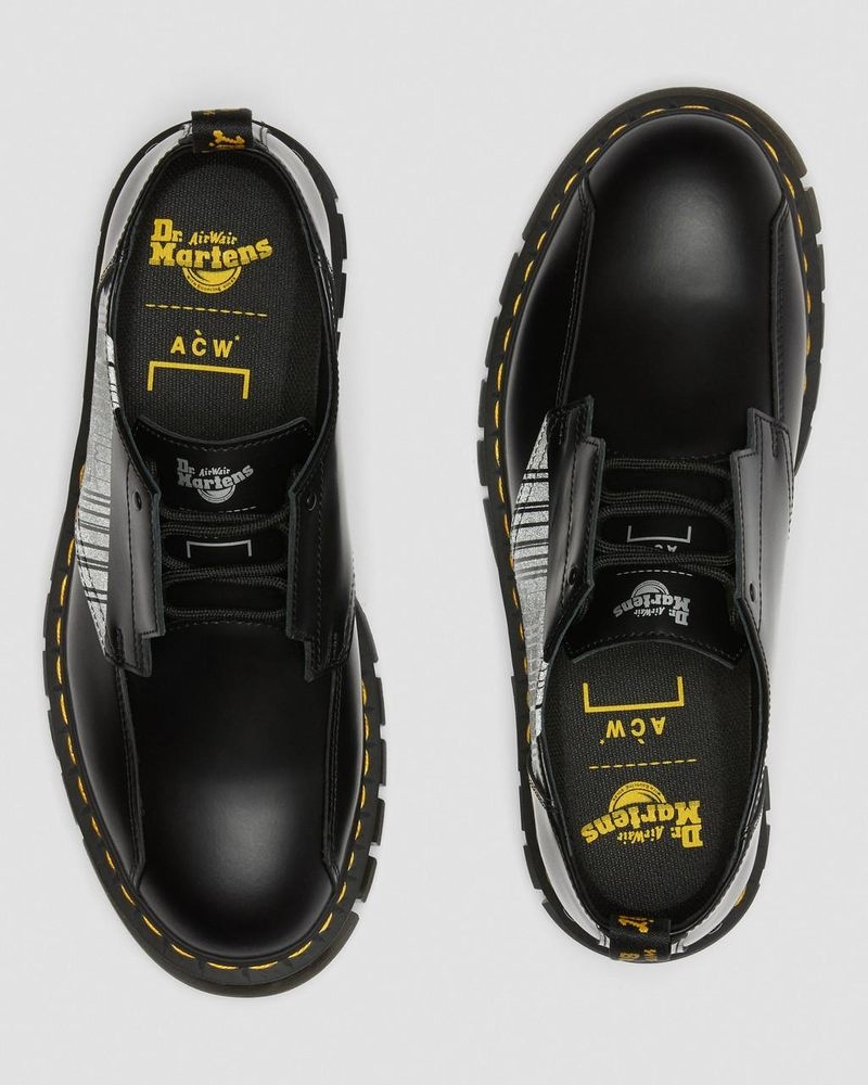 Zapatos de Plataforma Dr Martens Rikard A-Cold-Wall* Cuero Plataforma Shoes (Smooth Cuero) Negras | MF00-F7OC