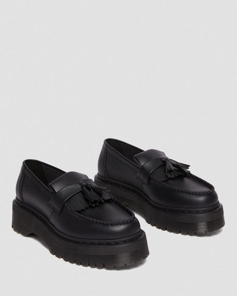 Zapatos de Plataforma Dr Martens Vegan Adrian Felix Plataforma Tassel Loafers (Felix Rub Off) Negras | VT37-H1TS