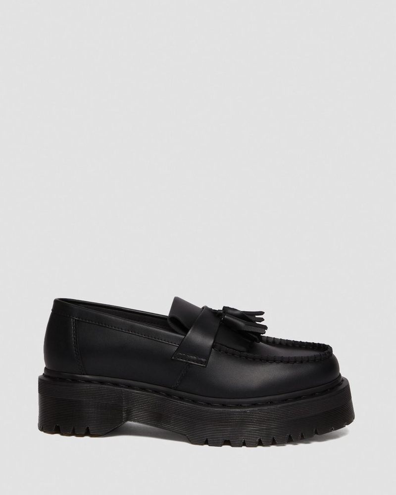 Zapatos de Plataforma Dr Martens Vegan Adrian Felix Plataforma Tassel Loafers (Felix Rub Off) Negras | VT37-H1TS