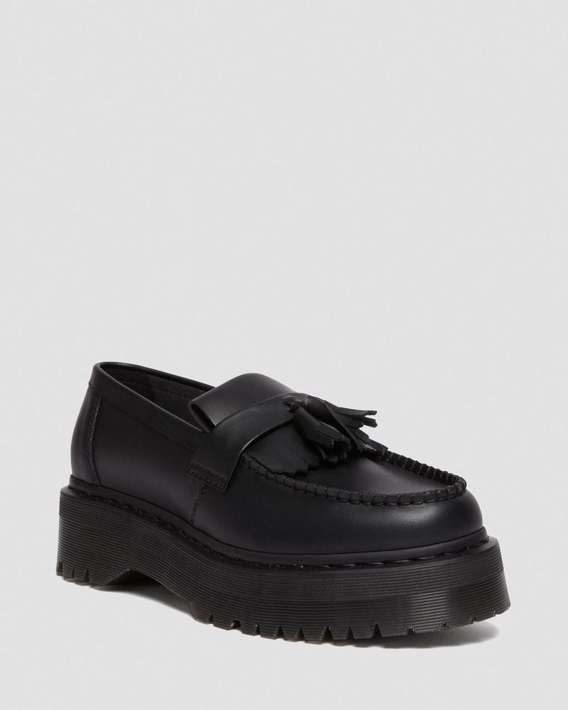 Zapatos de Plataforma Dr Martens Vegan Adrian Felix Plataforma Tassel Loafers (Felix Rub Off) Negras | VT37-H1TS